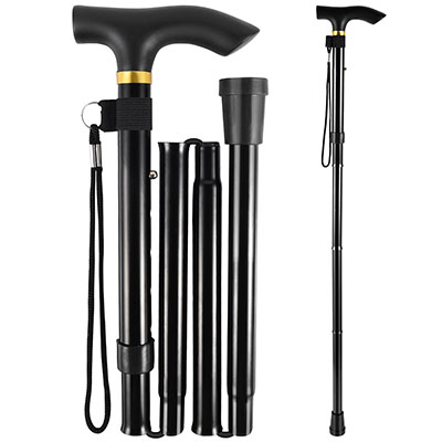 Redgum T-Handle Folding Walking Stick